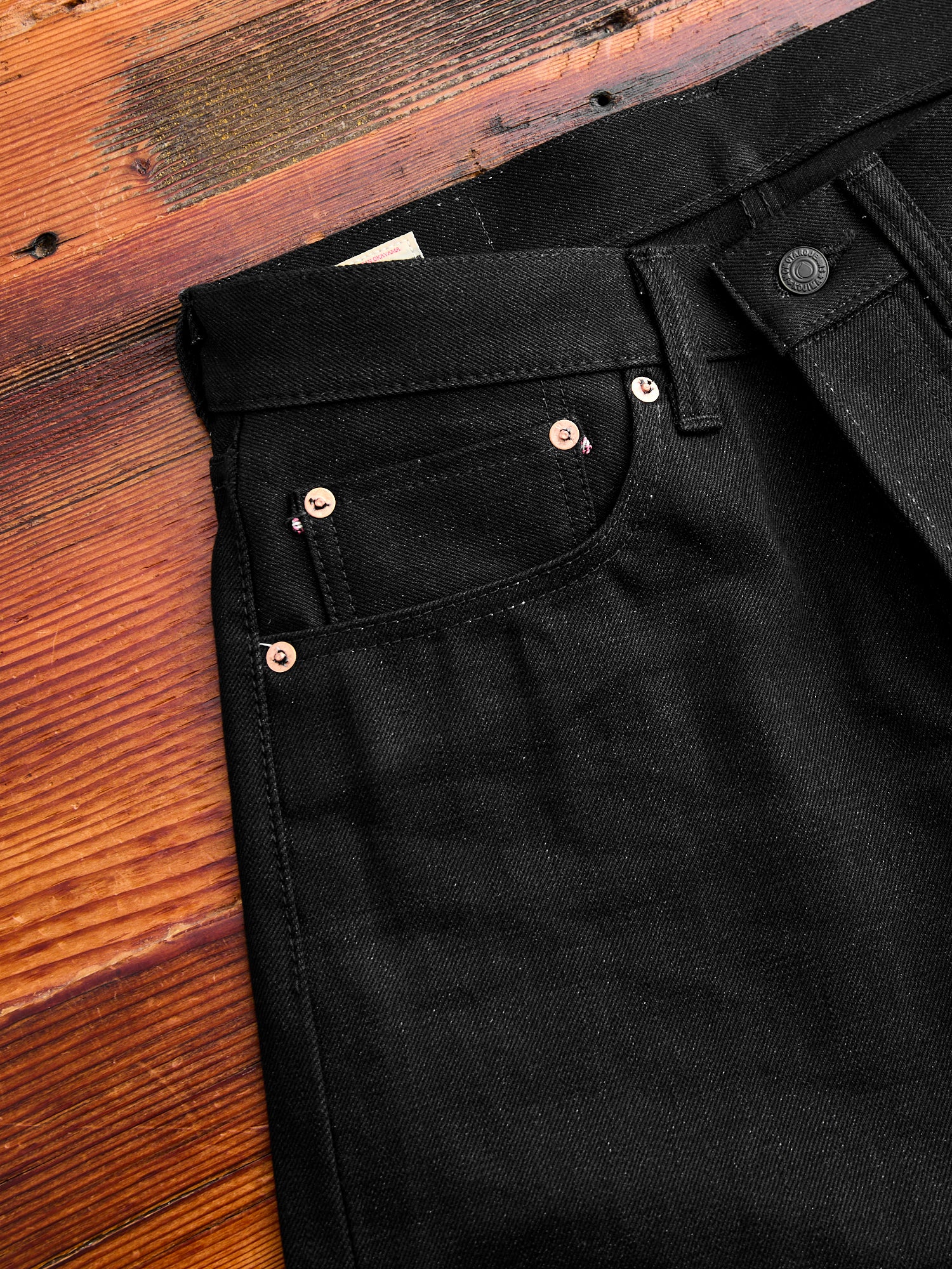 0405-B 15.7oz Black Selvedge Denim - High Tapered Fit - Image 6