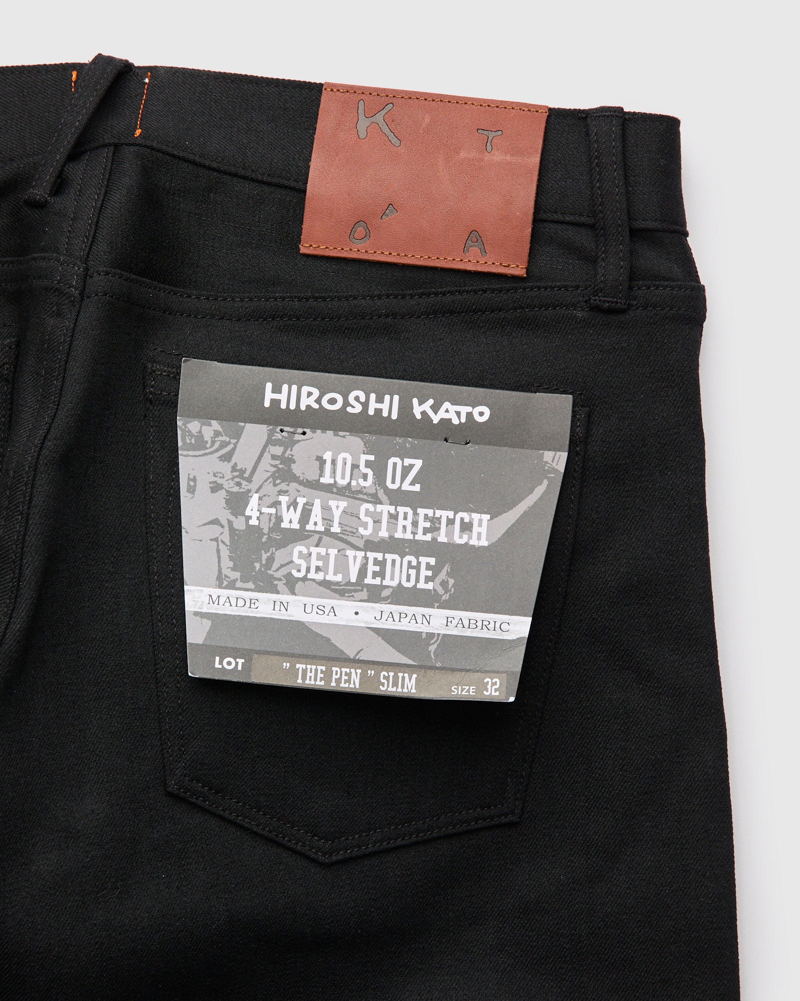 10.5oz Black Stretch Selvedge Denim - Pen Slim - Image 5