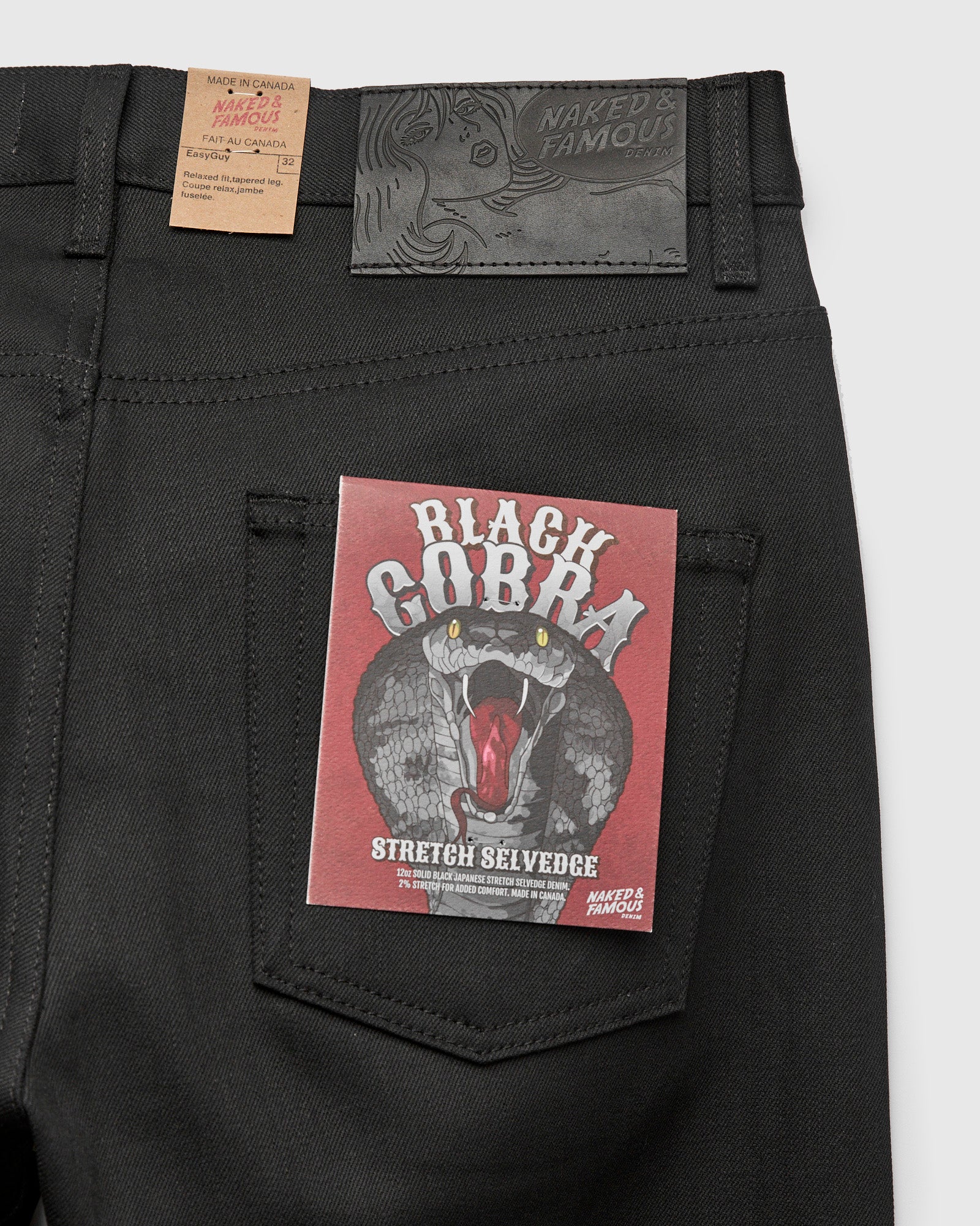 "Black Cobra Stretch" 12oz Selvedge Denim - Easy Guy Fit - Image 4