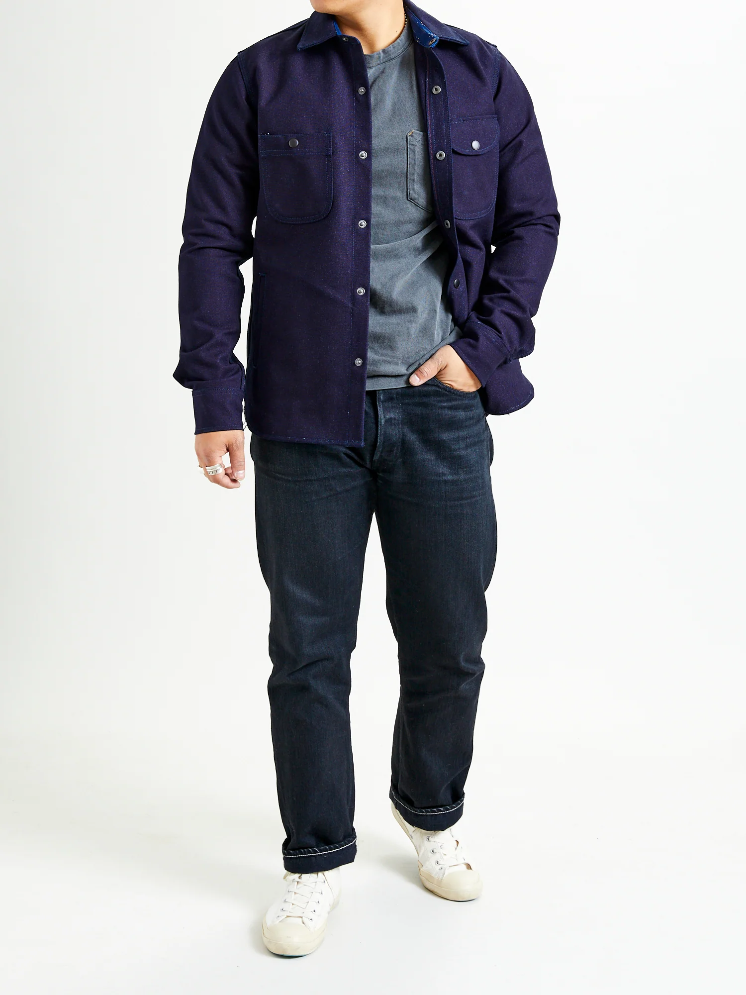 "Heavyweight ISC" Service Shirt in Indigo - Image 14