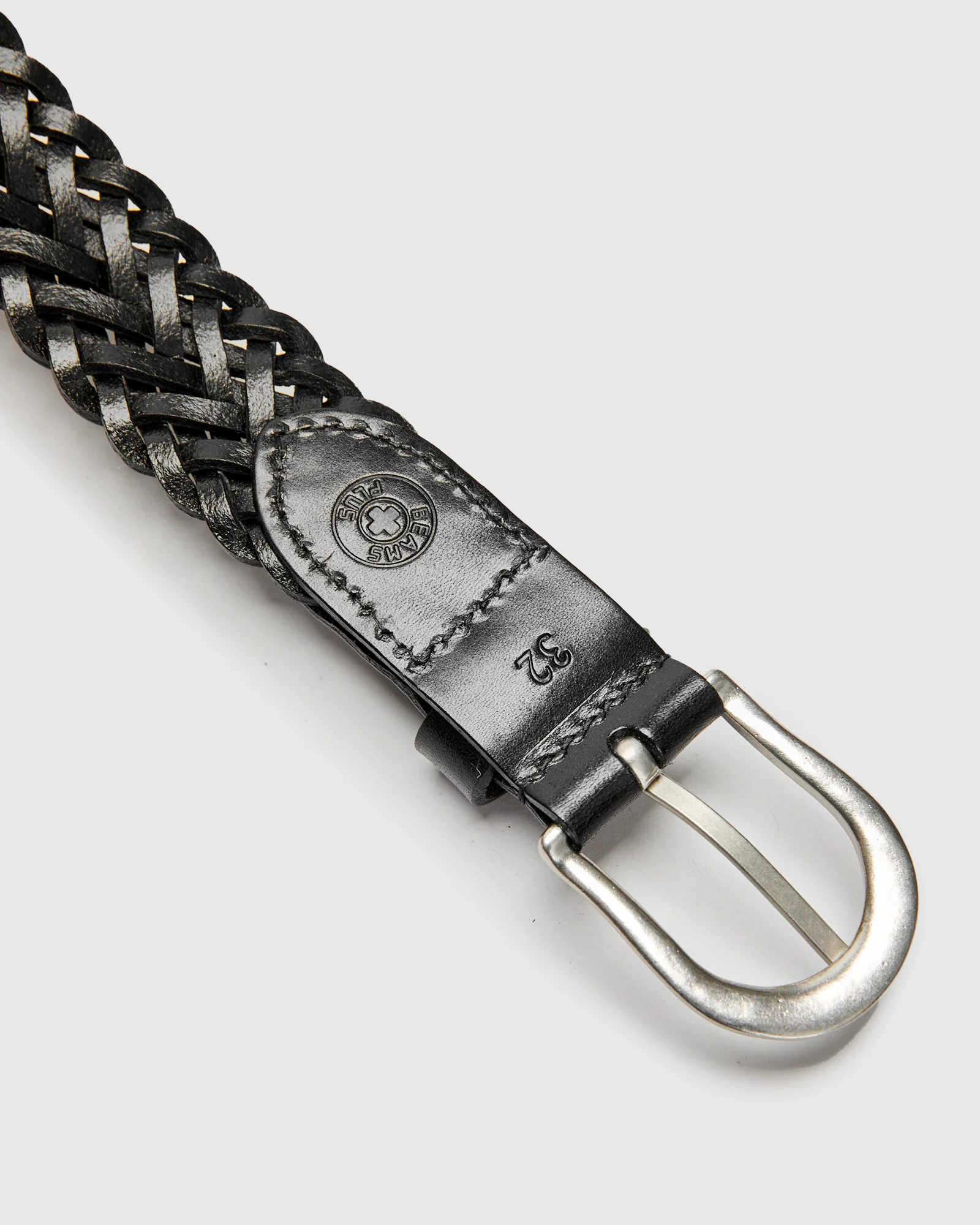 Braided Leather Mesh Belt in Black - Image 3