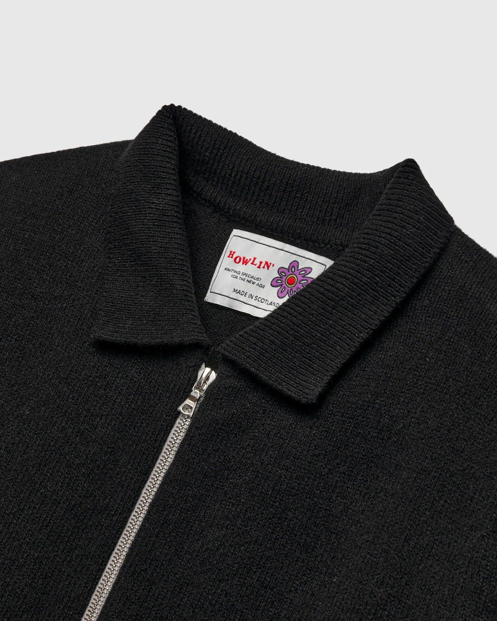 "High Pressure" Wool Zip Cardigan in Black - Image 4