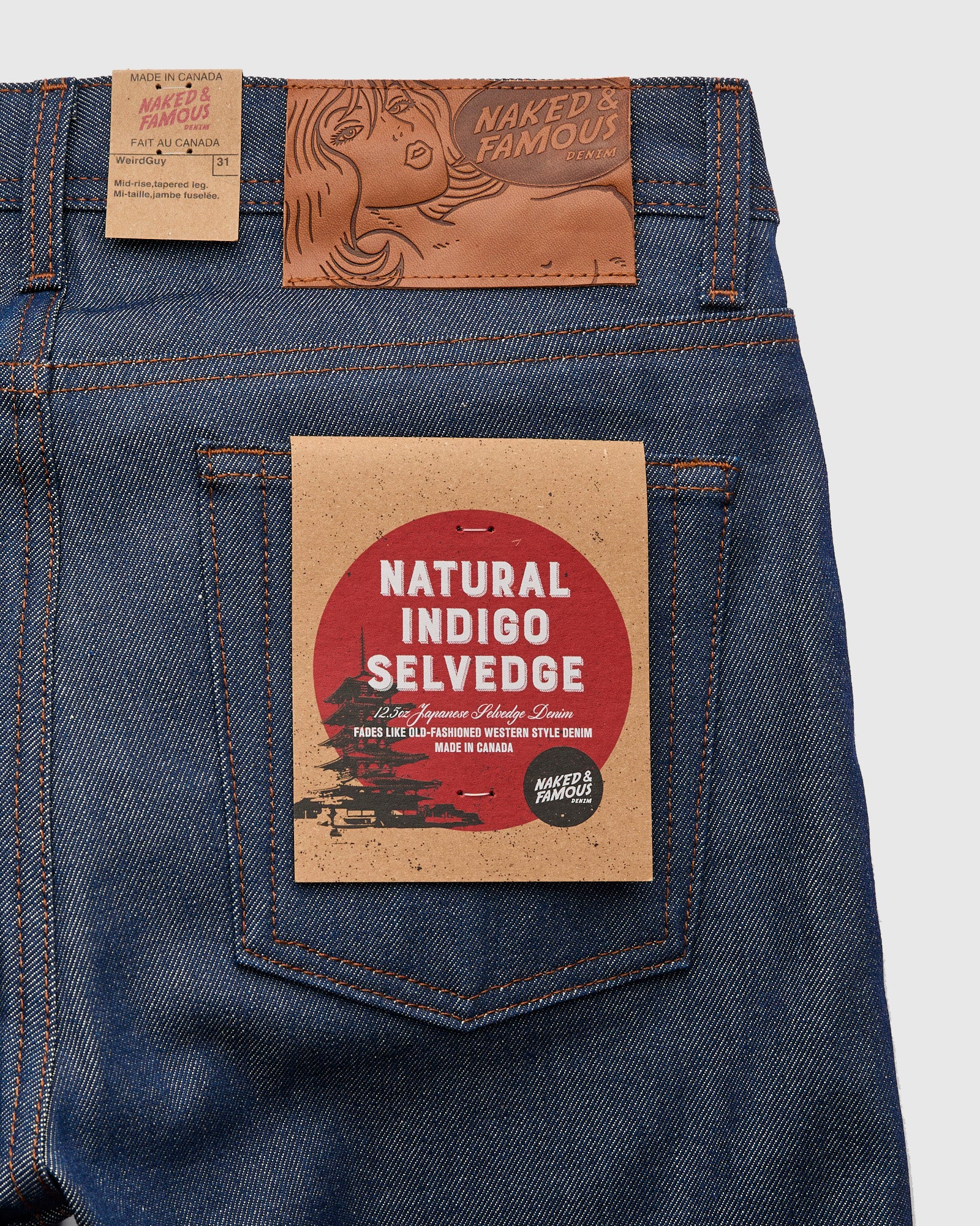 "Natural Indigo Selvedge" 12.5oz Selvedge Denim - Weird Guy Fit - Image 4