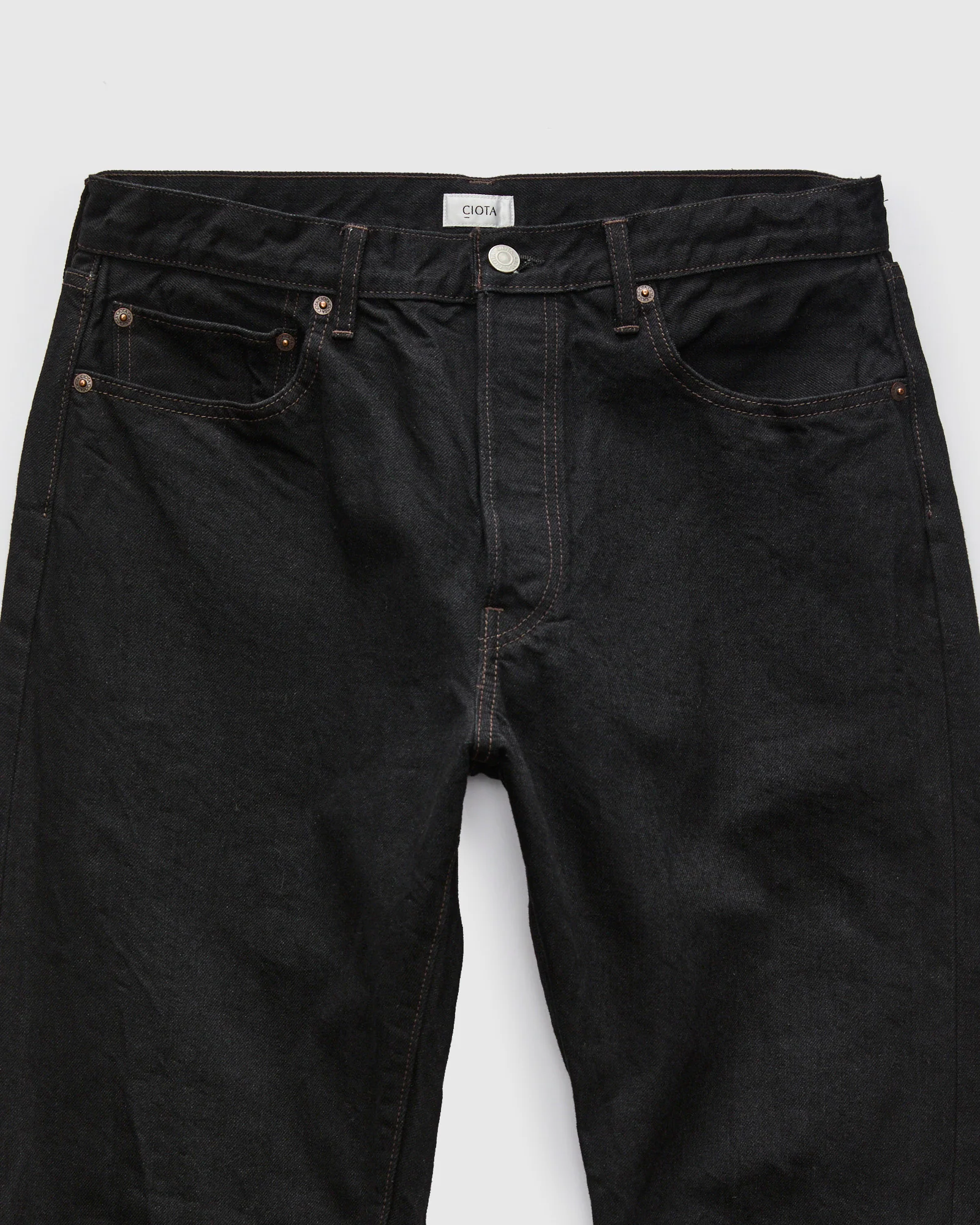 Straight 5 Pocket Selvedge Denim Pants in Rinse Black - Image 4