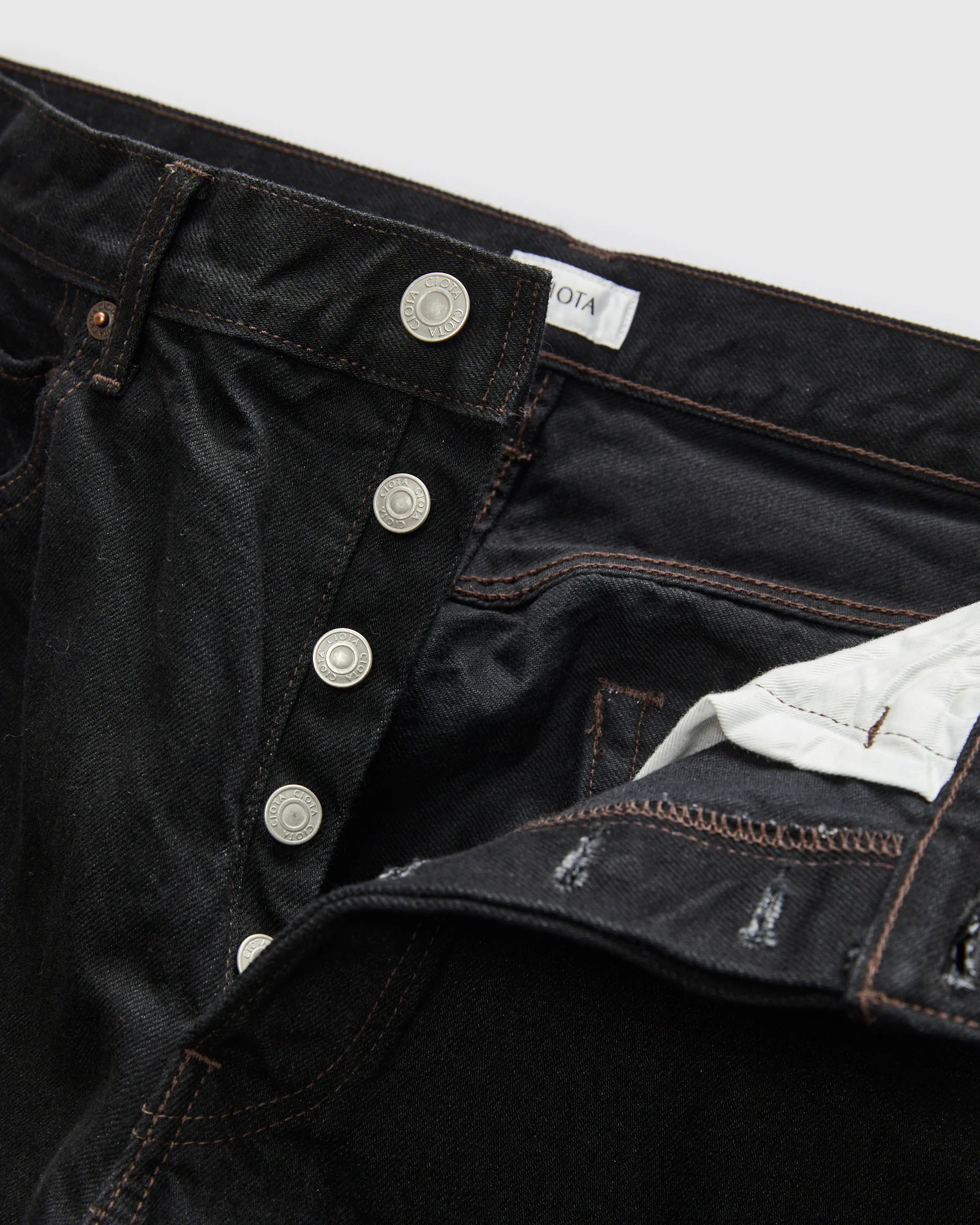 Straight 5 Pocket Selvedge Denim Pants in Rinse Black - Image 6