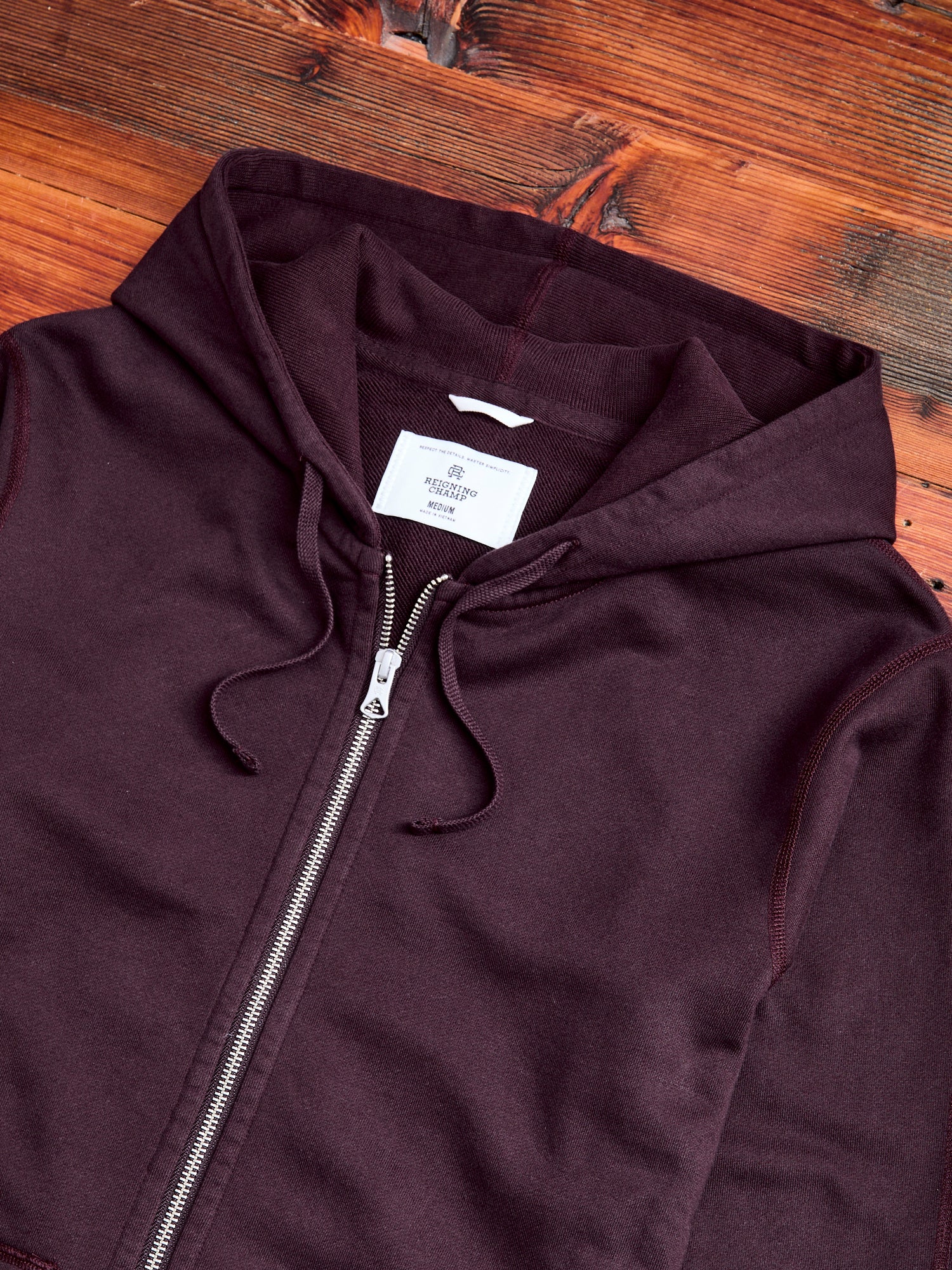 Zip Hoodie in Oxblood - Image 3